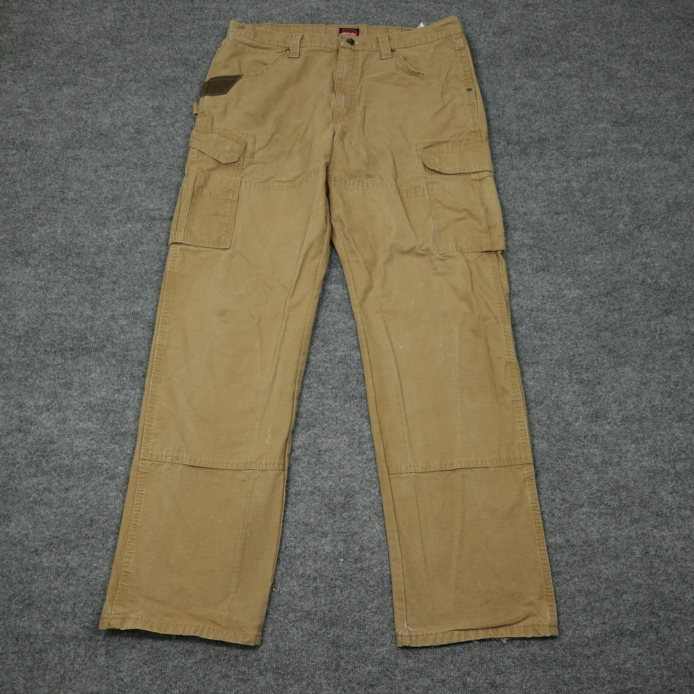 Wrangler Pants Mens 36x34 Tan RIGGS Workwear Cargo Ripstop Straight Leg Cotton